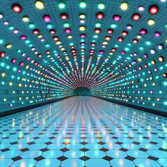 Poster - Vibrant and colorful light tunnel creating a stunning visual experience of colorful illumination