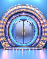 Poster - Futuristic looking entrance displaying sleek lines and modern design in an urban environment