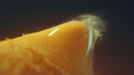 Poster - Yellow textured surface with particles emanating from its peak