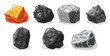 © mureli - Clip art hand drawn simplistic illustration of different coals, minerals, stones or rocks set. Cartoon game art rocks and stones