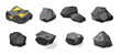 © mureli - Clip art hand drawn simplistic illustration of different coals, minerals, stones or rocks set. Cartoon game art rocks and stones