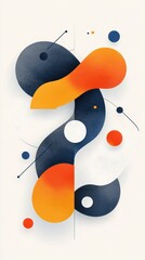 Poster - Abstract art with orange and blue shapes