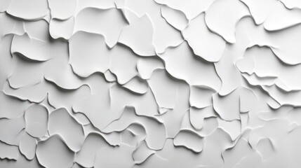 Poster - Abstract white textured surface with irregular, undulating shapes and shadows creating a three-dimensional effect
