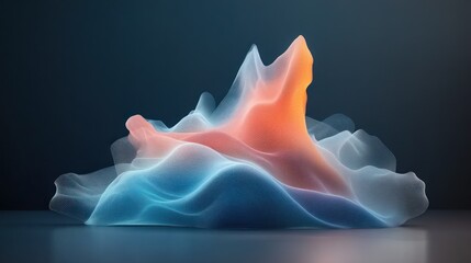 Poster - Abstract glowing form, blue and orange hues, smooth texture, dark background