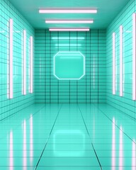 Poster - Vibrant room decorated with a neon sign casting colorful glows and creating a lively atmosphere