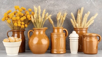 Poster - Diverse collection of artisan ceramic vases displaying unique shapes, colors, and artistic craftsmanship