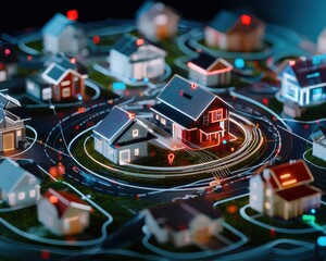 Poster - A futuristic neighborhood map with financial projections