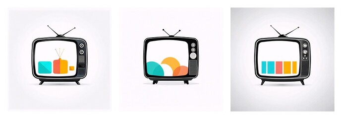 Aufkleber - Three retro televisions are displayed with abstract colorful shapes on their screens against a clean white background. Each TV showcases a unique graphic design.