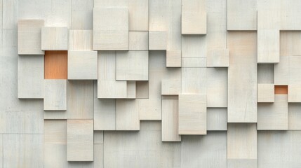 Poster - Abstract beige cube wall art.  Geometric shapes create a modern, textured design