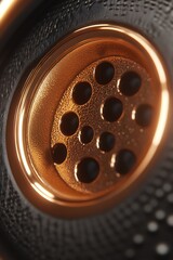Poster - Captivating bronze metallic structure with perforated circular design element