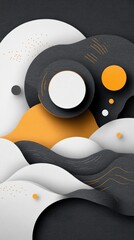 Poster - Abstract art with flowing shapes in gray, white, and orange