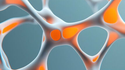 Poster - Bright Yellow and Orange Glowing Nodes Network Abstract Background