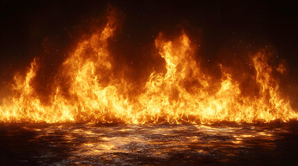 Poster - Fiery Blaze Against Dark Background