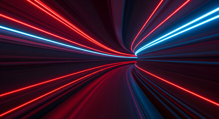 Poster - Abstract Neon Tunnel With Speed Lines