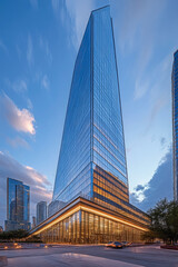 Poster - A striking contemporary building with striking architectural lines showcasing modern design in an urban setting.