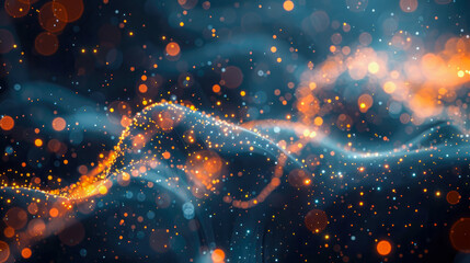 Poster - A mesmerizing blend of glowing orbs and waves creating a vibrant abstract visual experience for the viewer.