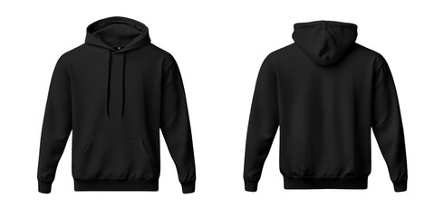 Fototapete - Black hoodie mockup template on a white background, png