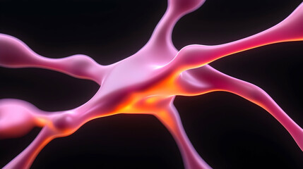 Poster - Pink and Orange Glowing Network of Interconnected Lines