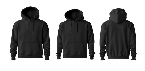Fototapete - Black hoodie mockup template on a white background, png
