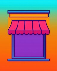 Aufkleber - Colorful Shop Window with Canopy Design on Bright Gradient Background