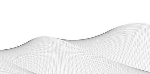 Poster - Abstract Wireframe Waves - Futuristic Geometric Mesh Background - Vector Illustration