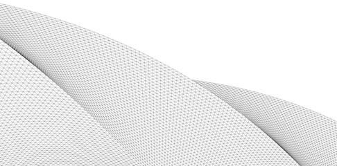 Poster - Abstract Wireframe Waves - Futuristic Geometric Mesh Background - Vector Illustration