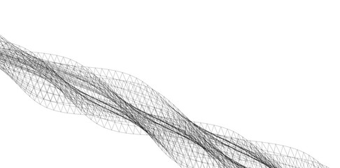 Poster - Abstract Wireframe Waves - Futuristic Geometric Mesh Background - Vector Illustration