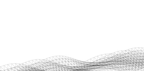 Poster - Abstract Wireframe Waves - Futuristic Geometric Mesh Background - Vector Illustration