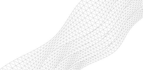 Poster - Abstract Wireframe Waves - Futuristic Geometric Mesh Background - Vector Illustration