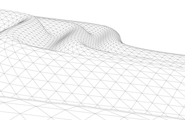 Poster - Abstract Wireframe Waves - Futuristic Geometric Mesh Background - Vector Illustration