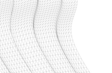 Poster - Abstract Wireframe Waves - Futuristic Geometric Mesh Background - Vector Illustration