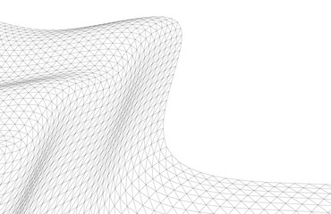Poster - Abstract Wireframe Waves - Futuristic Geometric Mesh Background - Vector Illustration