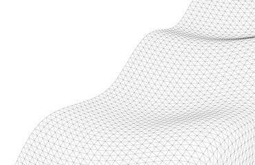 Poster - Abstract Wireframe Waves - Futuristic Geometric Mesh Background - Vector Illustration