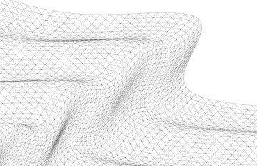 Poster - Abstract Wireframe Waves - Futuristic Geometric Mesh Background - Vector Illustration