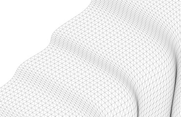 Poster - Abstract Wireframe Waves - Futuristic Geometric Mesh Background - Vector Illustration