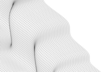 Poster - Abstract Wireframe Waves - Futuristic Geometric Mesh Background - Vector Illustration