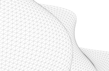 Poster - Abstract Wireframe Waves - Futuristic Geometric Mesh Background - Vector Illustration