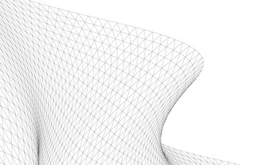 Poster - Abstract Wireframe Waves - Futuristic Geometric Mesh Background - Vector Illustration