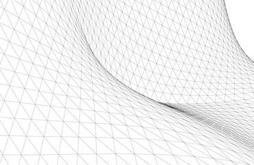 Poster - Abstract Wireframe Waves - Futuristic Geometric Mesh Background - Vector Illustration