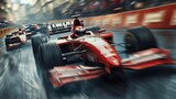 Formula 1 Race Start: High-Speed View of Cars Racing off the Starting Grid in a Thrilling Moment