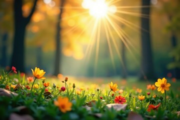Wall Mural - abstract blurred nature scene, perfect for website backdrop, minimal, environmental