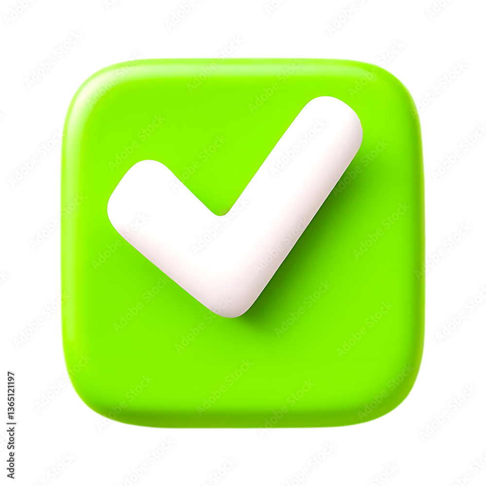 Ilustrace 3D Green Checkmark Icon – Confirmation, Success, Approval ...