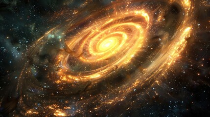 Wall Mural - minimal effect golden particles astronomy universe glowing.