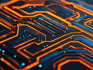 Aufkleber - Dynamic Abstract Glowing Circuit Board Design Technology Hub Digital Artwork Futuristic Environment Close-up View Innovation Concepts