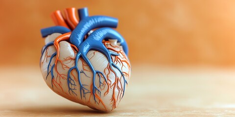 Poster - Detailed anatomical heart model showcasing vascular structure in educational setting for biology study
