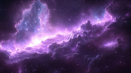 Wall Mural - Glowing purple nebula, cosmic clouds, stars