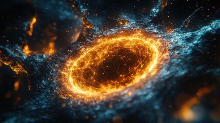 Wall Mural - Fiery ring swirls within a dark, textured cosmic environment