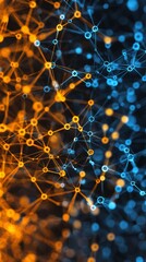 Aufkleber - Abstract Network Connection in Orange and Blue Digital Art Technology Environment Artistic Viewpoint Visual Concept