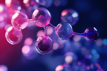 Poster - Unique molecular structure illuminated by vibrant colors in a scientific display