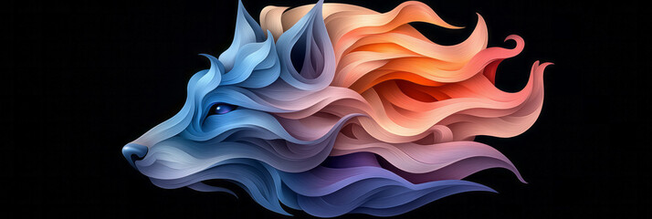 Poster - A colorful digital art depiction of an animal, featuring intricate vector graphics on a deep dark